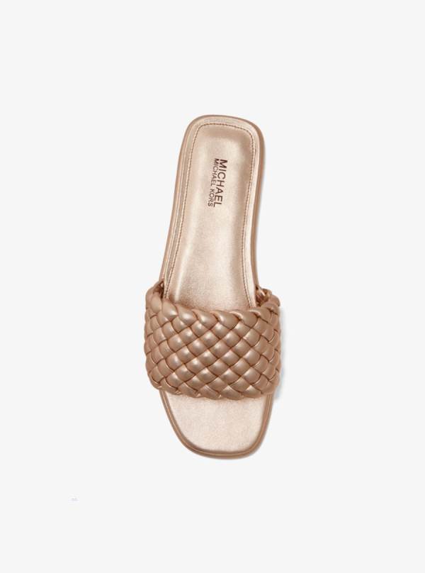 Damske Slapky Michael Kors Amelia Metallic Braided Zlate - Topanky Michael Kors Slevy | EQTZO-6247